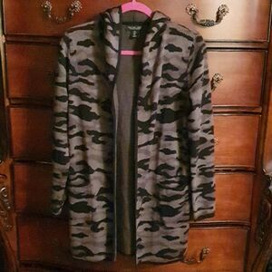 Rachel Zoe Hooded Camo  Open Cardigan sz S